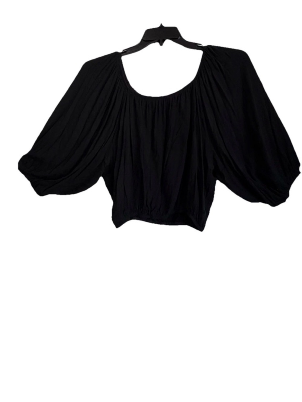 LA MIEL Black Off-Shoulder Balloon Sleeve Top